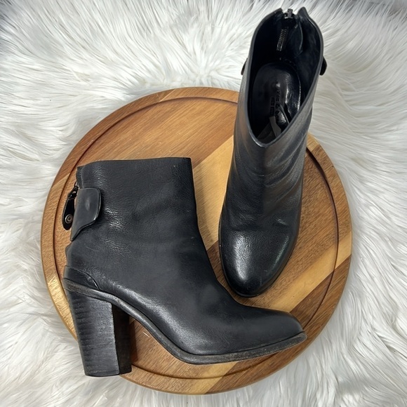 RAG & BONE l Newbury Black Leather Semi Pointed Toe Zipper Back 3" Heel Size 6 - Picture 12 of 12